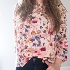 Lauren Conrad Floral Women's Top - Pink and Blue